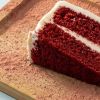 Red velvet cake van dichtbij