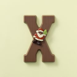 Chocoladeletter X melk / kerstfiguurtje vooraanzicht