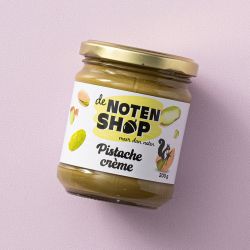 Glazen pot van De Notenshop met Pistache crème 