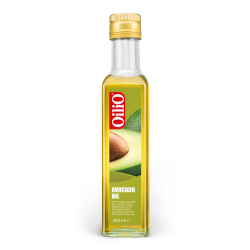 Glazen fles met Oilio koudgeperste avocado olie 250ml