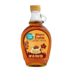 Glazen fles terrasana ahornsiroop graad a biologisch van het merk Terrasana