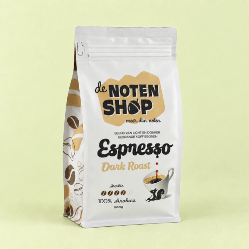 Koffiebonen espresso arabica dark roast 500 gram verpakking