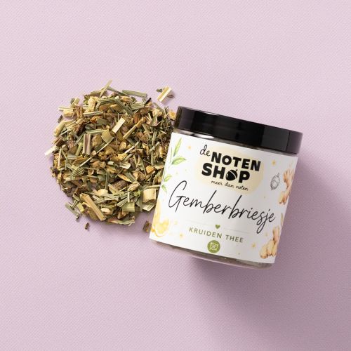 Gemberbriesje kruiden thee 50 gram in pot met losse melange Gemberbriesje kruiden thee 50 gram in pot met losse melange
