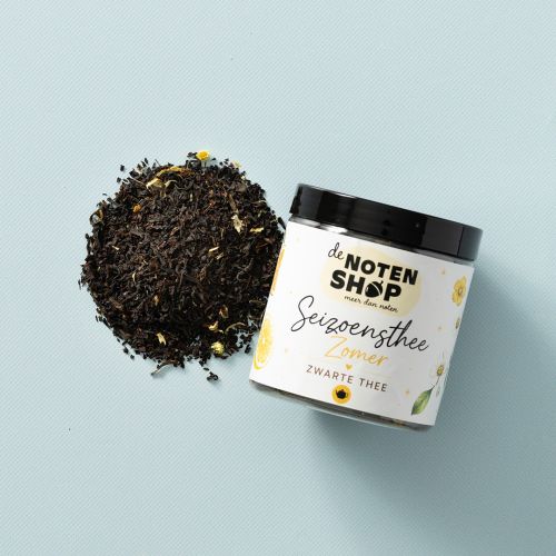Seizoensthee zomer (zwarte thee) 50 gram in pot met losse melange Seizoensthee zomer (zwarte thee) 50 gram in pot met losse melange