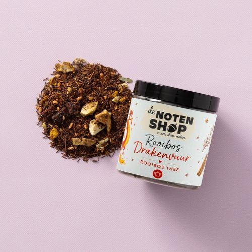 Rooibos drakenvuur (rooibos thee) 50 gram in pot met losse melange Rooibos drakenvuur (rooibos thee) 50 gram in pot met losse melange