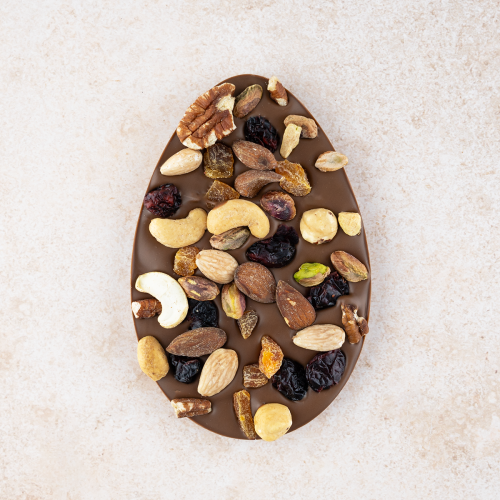 Chocolade paasei melk (noten & fruit) Chocolade paasei melk (noten & fruit)