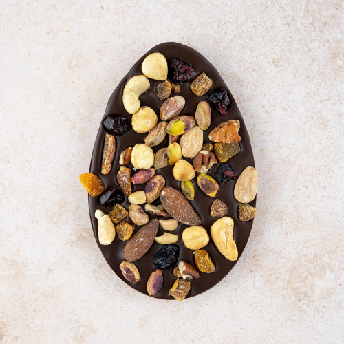 Chocolade paasei puur (noten & fruit) Chocolade paasei puur (noten & fruit)