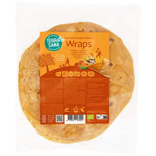 Terrasana Groentewraps wortel/pompoen 6 stuks Terrasana Groentewraps wortel/pompoen 6 stuks