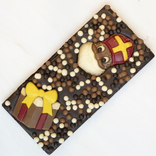 Chocoladereep Puur sint met knapperige chocoballetjes voor Sinterklaas als Sinterklaascadeau