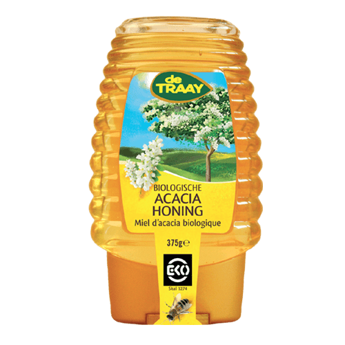 Acacia Honing Bio Knijpfles (375 gr)