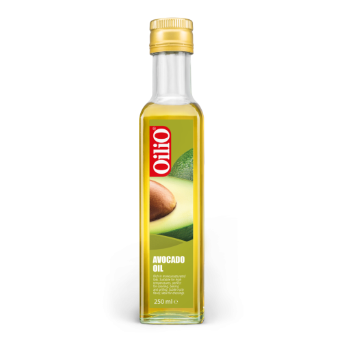 Glazen fles met Oilio koudgeperste avocado olie 250ml