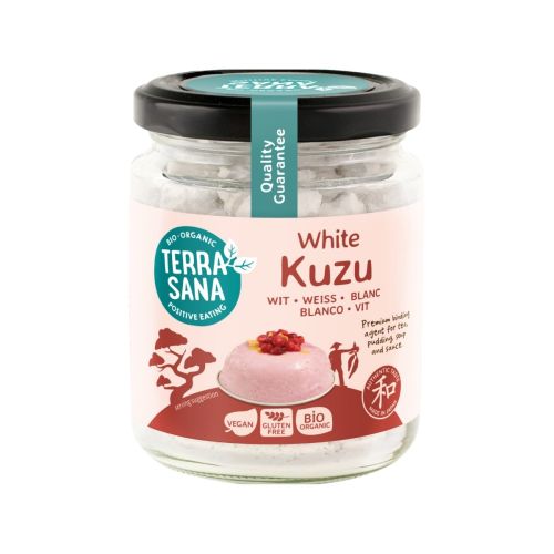 Glazen potje 125 gram witte kuzu bindmiddel van het merk Terrasana