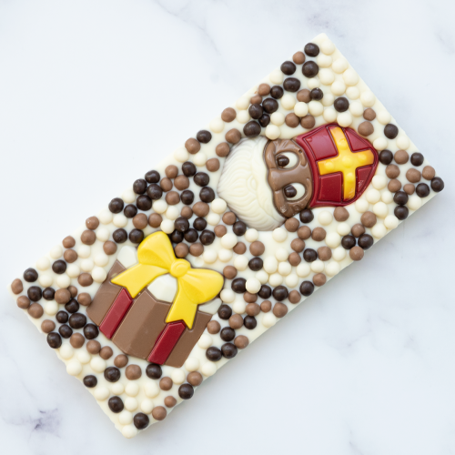 Chocolade reep sint wit voor Sinterklaas als Sinterklaascadeau/schoencadeau