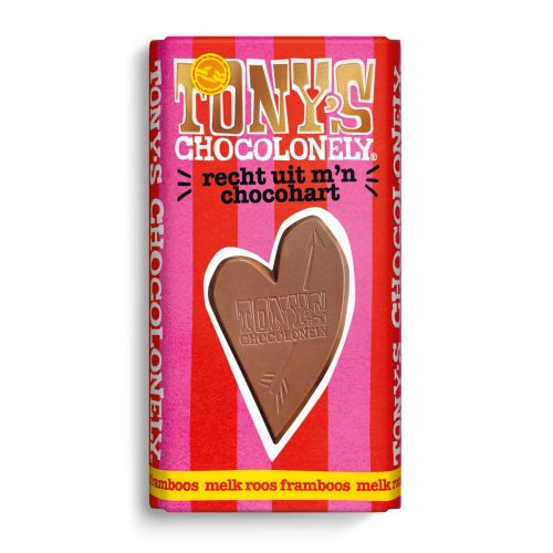 Tony's Chocolonely Recht Uit M'n Hart Roos Framboos (180 gram)
